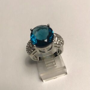 London Blue Topaz Stamped 925 Sterling Silver Ring
